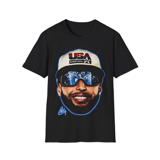 Vintage 90s Basketball Bootleg Style T-Shirt, STEPH CURRY BIG FACE USA Retro Basketball Shirt Unisex Graphic Tee