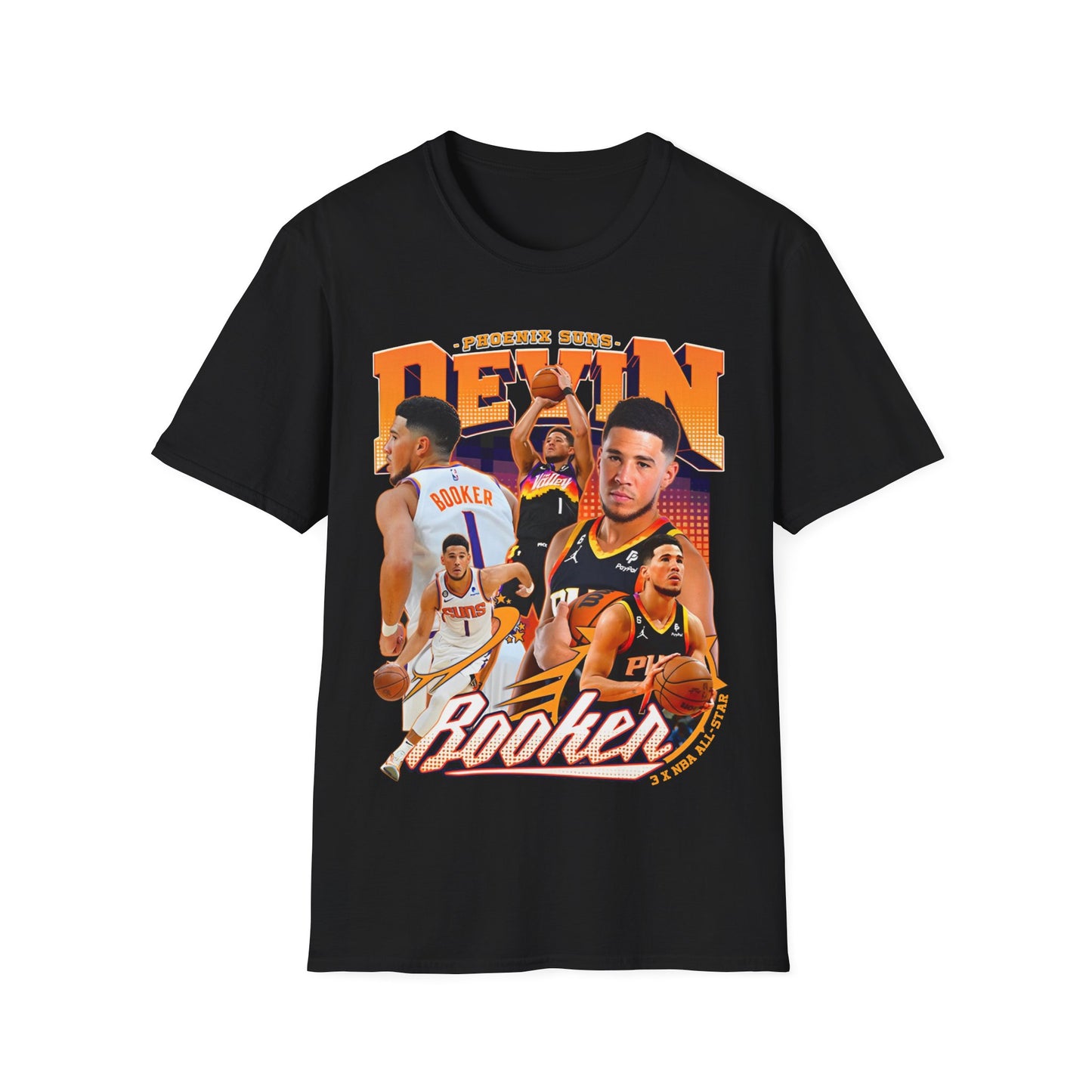 Vintage 90s Basketball Bootleg Style T-Shirt, DEVIN BOOKER PHX Graphic Tee, Retro Basketball Shirt Unisex Graphic Tee