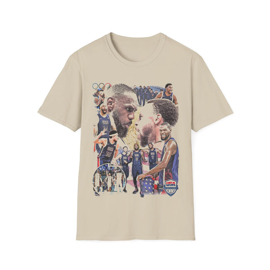 Vintage 90s Basketball Bootleg Style T-Shirt, USA GOLD PARIS 2024 Retro Basketball Shirt Unisex Graphic Tee