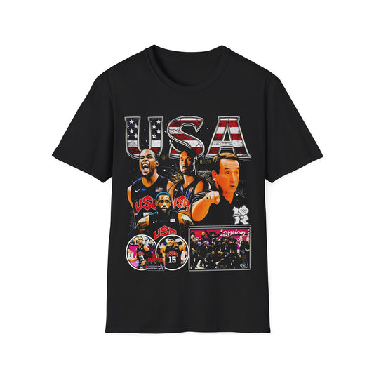 Vintage 90s Basketball Bootleg Style T-Shirt, USA GOLD Retro Basketball Shirt Unisex Graphic Tee