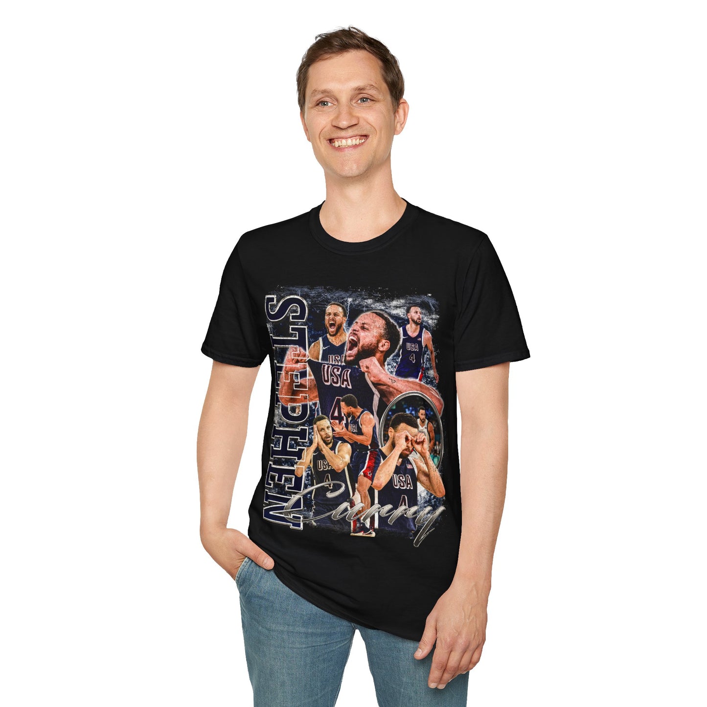 Vintage 90s Basketball Bootleg Style T-Shirt, STEPH USA Retro Basketball Shirt Unisex Graphic Tee