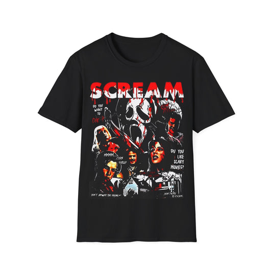 Vintage 90s Pop Culture Bootleg Style T-Shirt, SCREAM Graphic Tee, Retro Pop Culture Shirt Unisex Graphic Tee