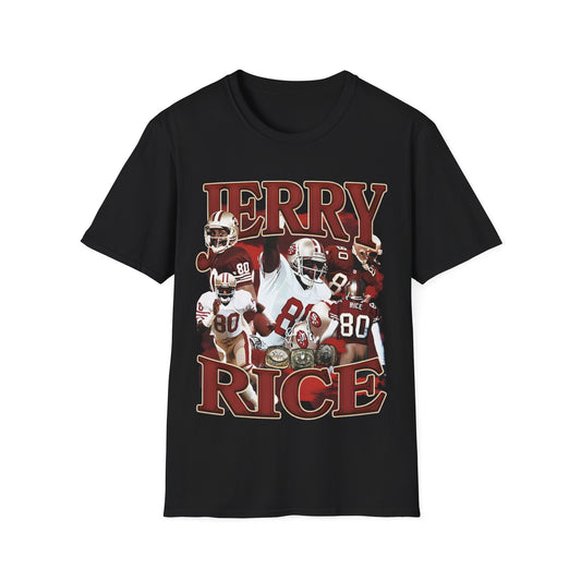 Vintage 90s Football Bootleg Style T-Shirt, JERRY RICE 80 Vintage Graphic Tee, Retro Football Shirt Unisex Graphic Tee Shirt