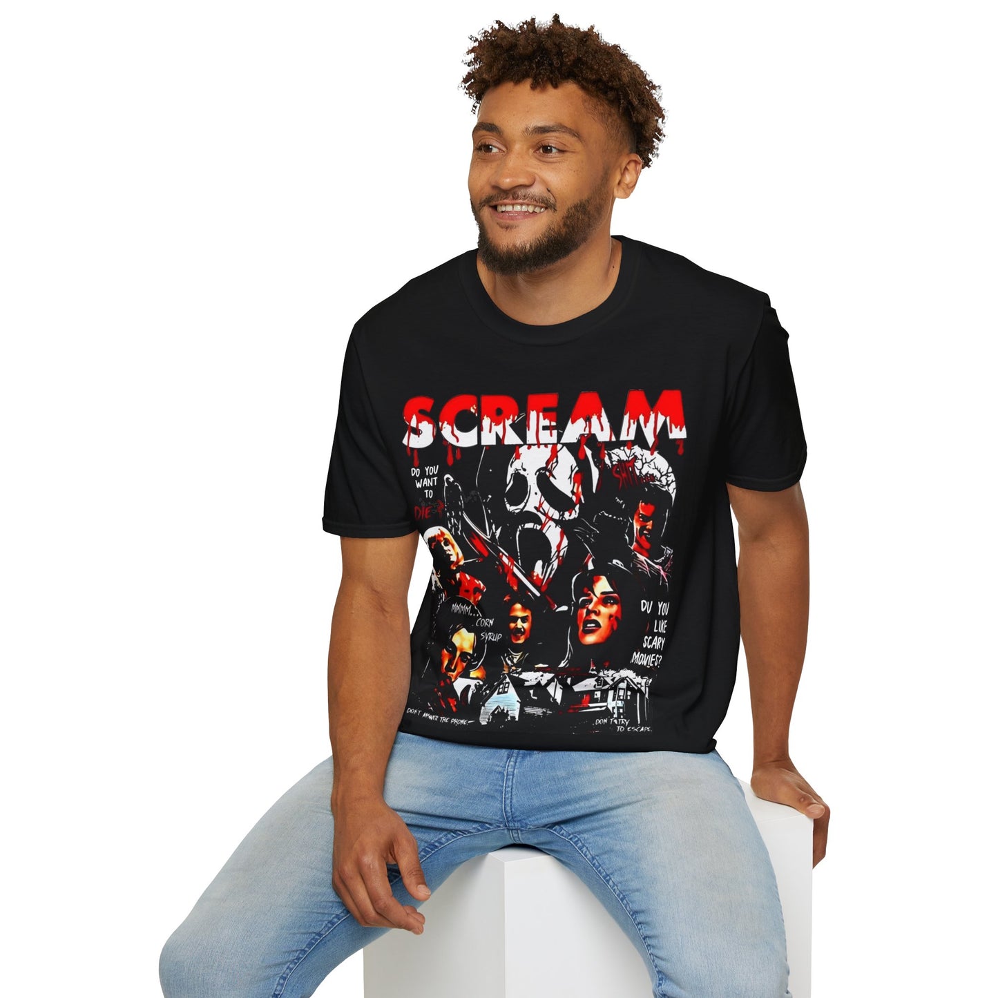 Vintage 90s Pop Culture Bootleg Style T-Shirt, SCREAM Graphic Tee, Retro Pop Culture Shirt Unisex Graphic Tee