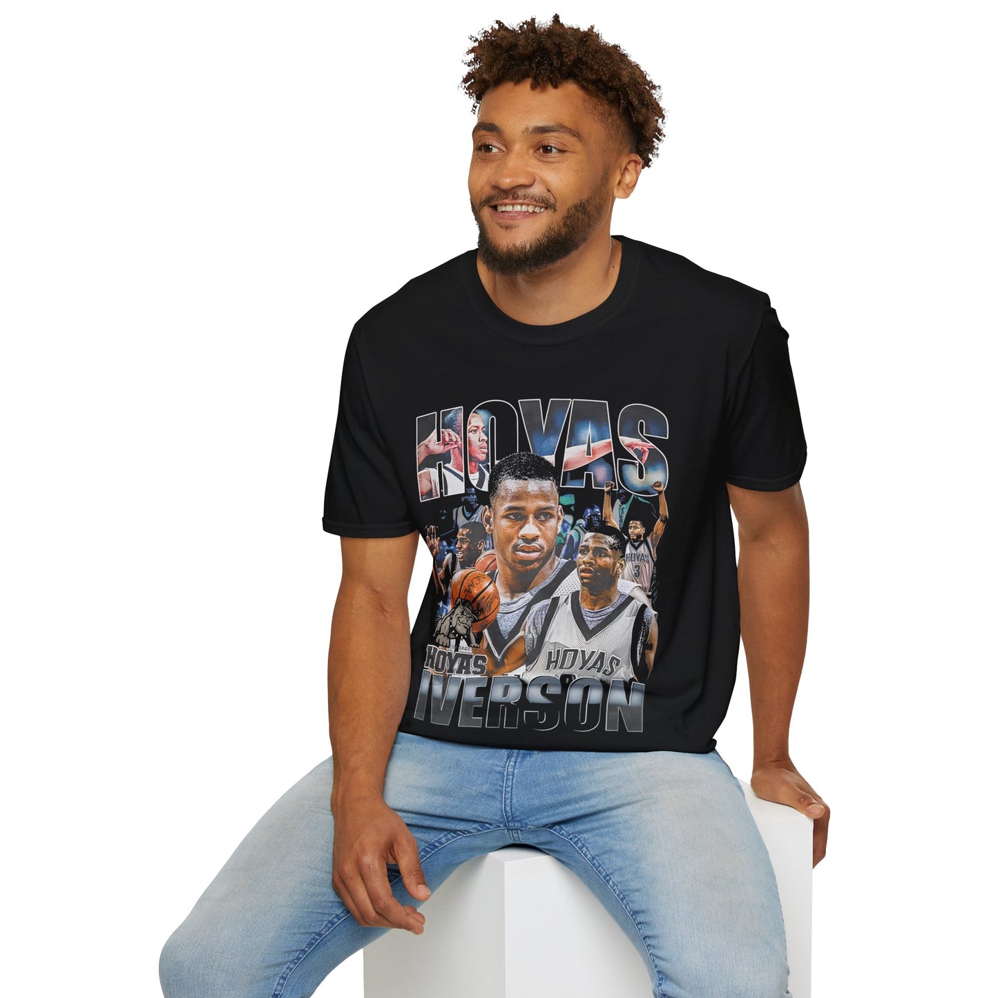 Vintage 90s Basketball Bootleg Style T-Shirt, ALLEN IVERSON COLLEGE Retro Basketball Shirt Unisex Graphic Tee