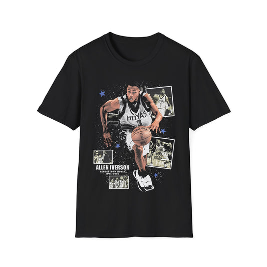 Vintage 90s Basketball Bootleg Style T-Shirt, ALLEN IVERSON COLLEGE Retro Basketball Shirt Unisex Graphic Tee