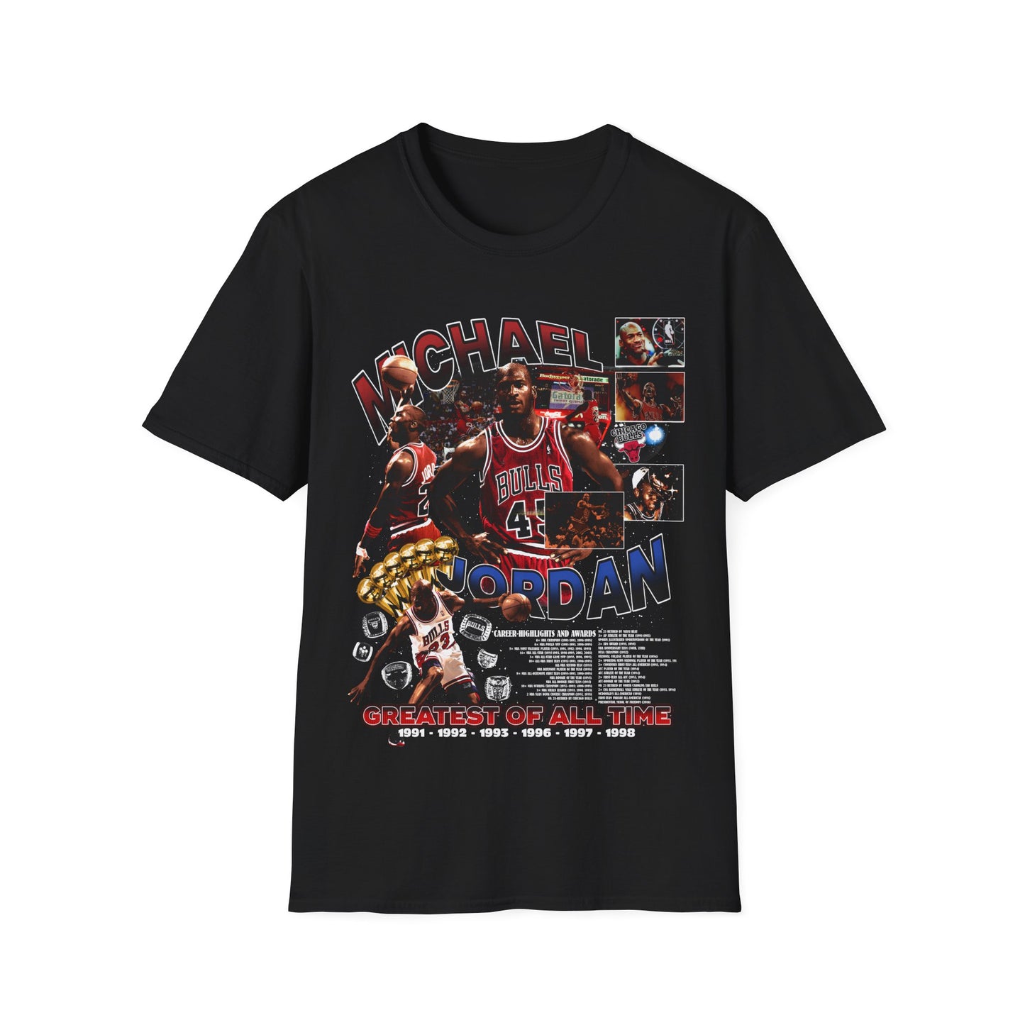 Vintage 90s Basketball Bootleg Style T-Shirt, MICHAEL JORDAN TROPHYS Graphic Tee, Retro Basketball Shirt Unisex Graphic Tee