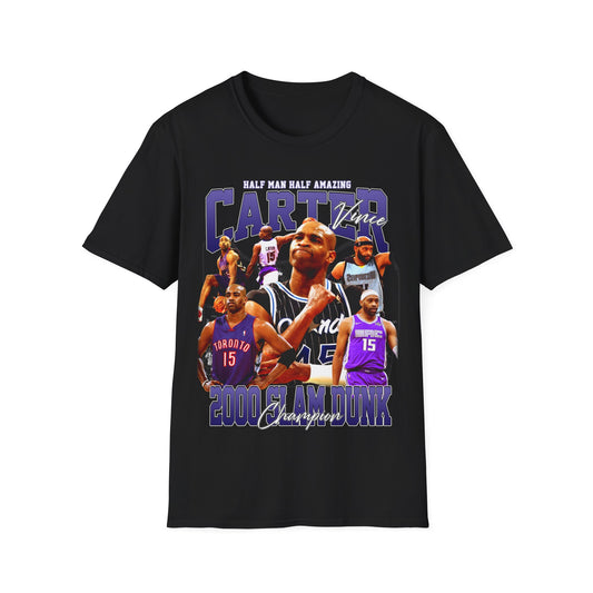 Vintage 90s Basketball Bootleg Style T-Shirt, VINCE CARTER DUNK CHAMP Graphic Tee, Retro Basketball Shirt Unisex Graphic Tee