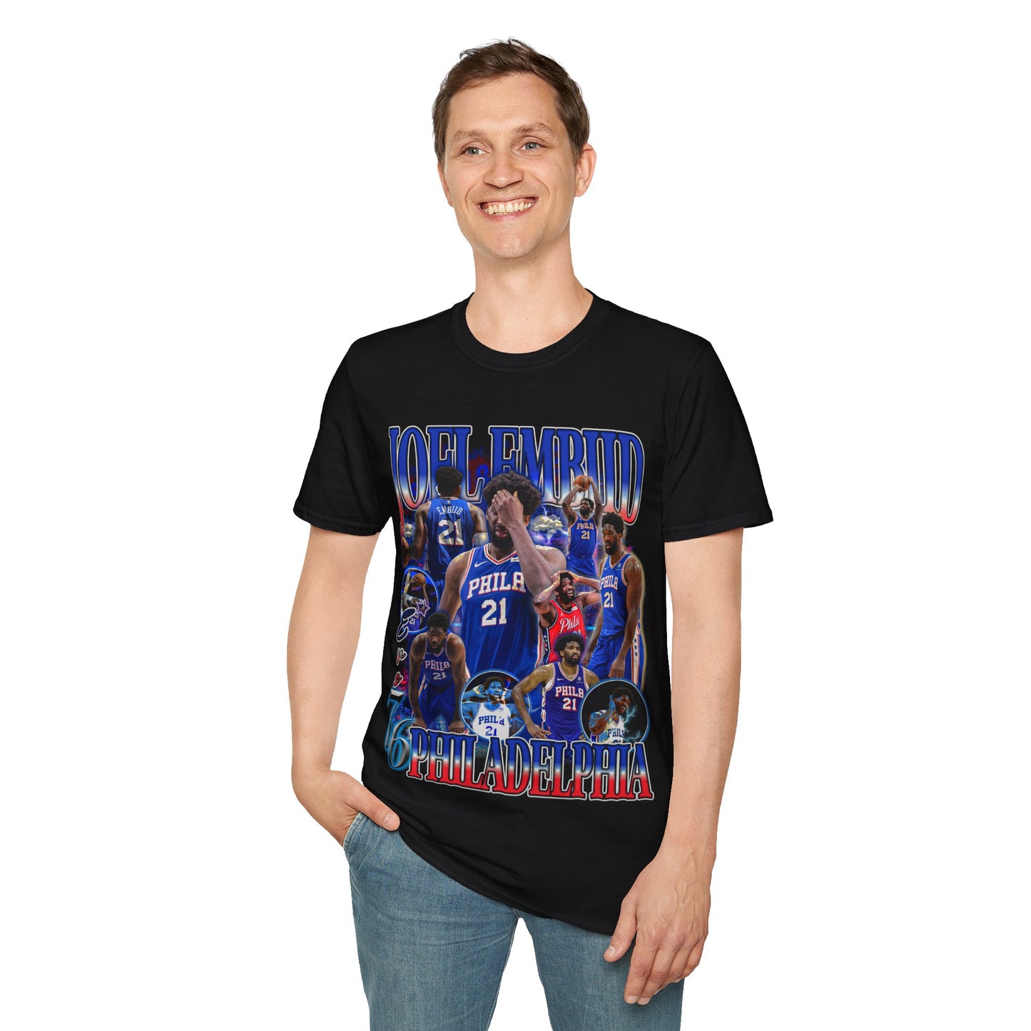 Vintage 90s Basketball Bootleg Style T-Shirt, JOEL EMBIID Retro Basketball Shirt Unisex Graphic Tee