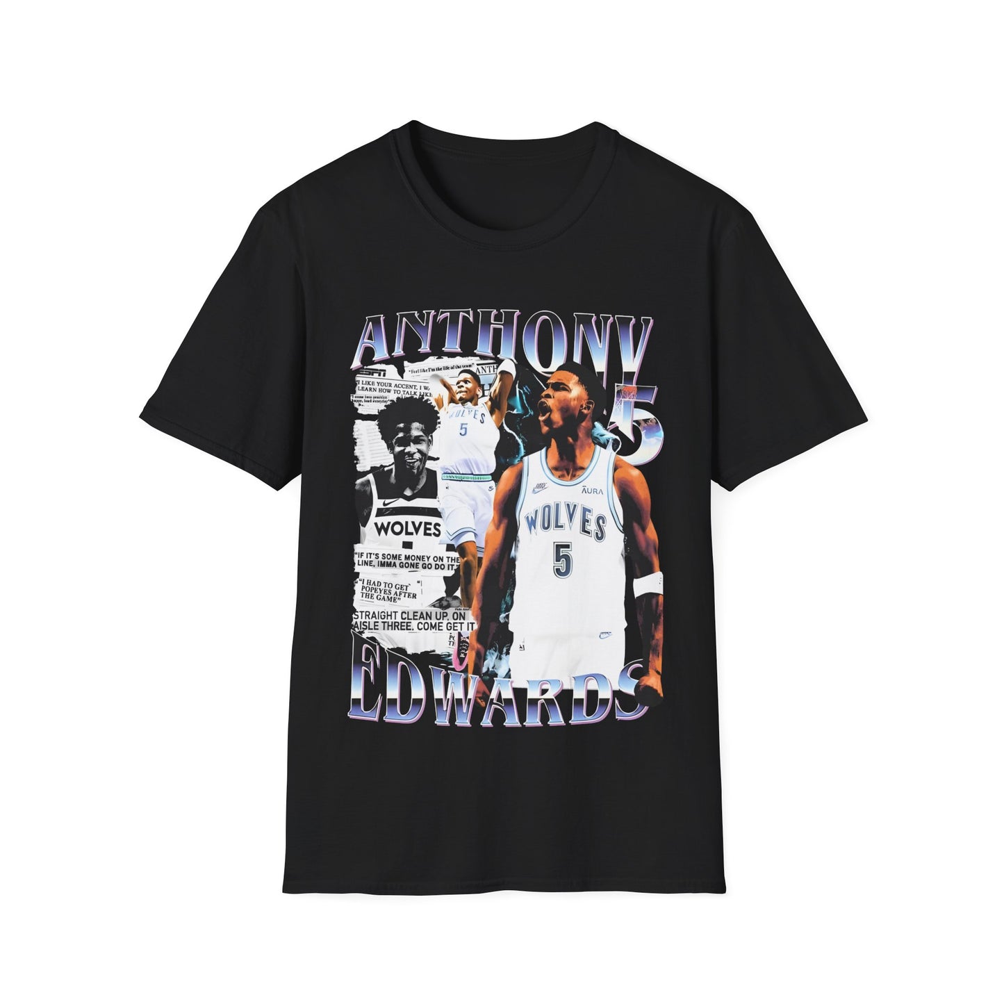 Vintage 90s Basketball Bootleg Style T-Shirt ANTHONY EDWARDS MIN Graphic Tee, Retro Basketball Shirt Unisex Graphic Tee