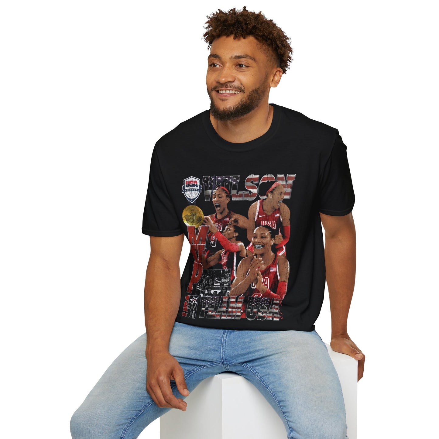 Vintage 90s Basketball Bootleg Style T-Shirt, AJA WILSON USA Retro Basketball Shirt Unisex Graphic Tee