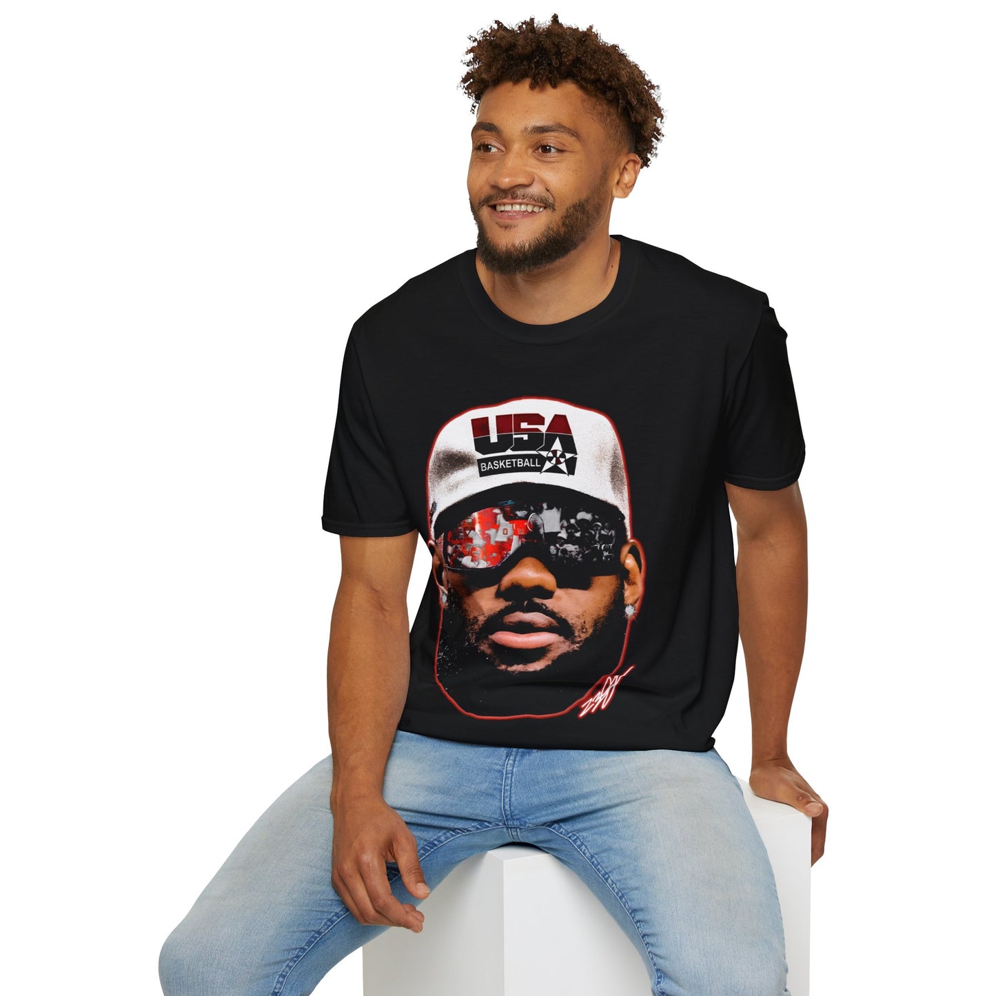 Vintage 90s Basketball Bootleg Style T-Shirt, LEBRON JAMES BIG FACE USA Retro Basketball Shirt Unisex Graphic Tee