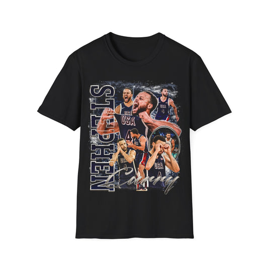 Vintage 90s Basketball Bootleg Style T-Shirt, STEPH USA Retro Basketball Shirt Unisex Graphic Tee