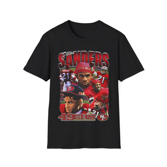 Vintage 90s Football Bootleg Style T-Shirt, DEION SANDERS 49ER Vintage Graphic Tee, Retro Football Shirt Unisex Graphic Tee Shirt