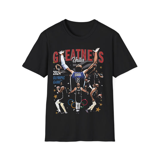 Vintage 90s Basketball Bootleg Style T-Shirt, USA GOLD GREATNESS Retro Basketball Shirt Unisex Graphic Tee