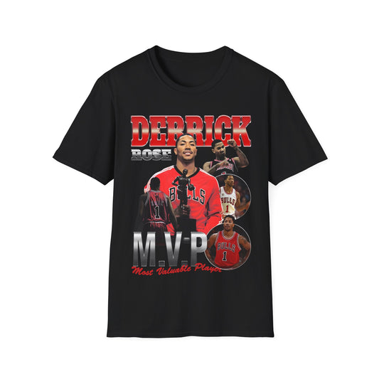 Vintage 90s Basketball Bootleg Style T-Shirt, DERRICK ROSE CHI MVP Graphic Tee, Retro Basketball Shirt Unisex Graphic Tee