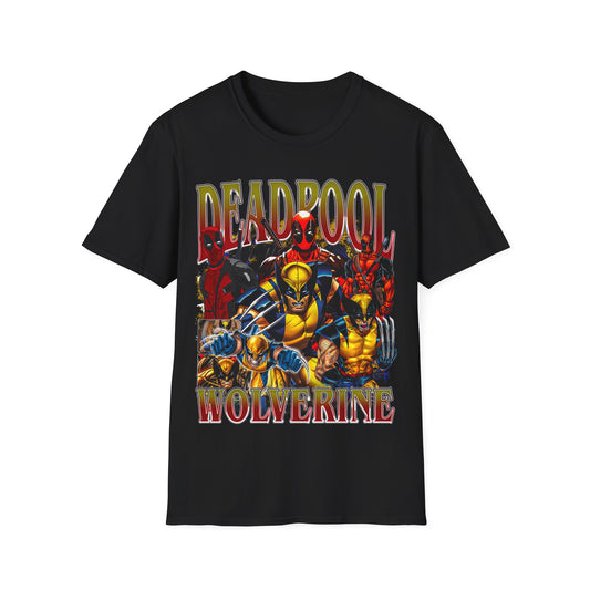 Vintage 90s Superheroes Bootleg Style T-Shirt, DEADPOOL WOLVERINE Graphic Tee, Retro Superheroes Shirt Unisex Graphic Tee