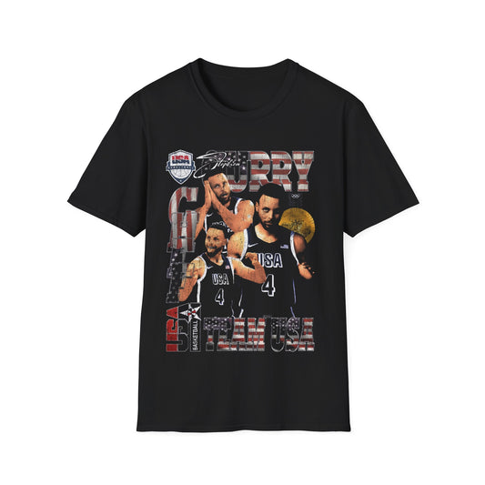 Vintage 90s Basketball Bootleg Style T-Shirt, STEPH CURRY USA 2024 Retro Basketball Shirt Unisex Graphic Tee
