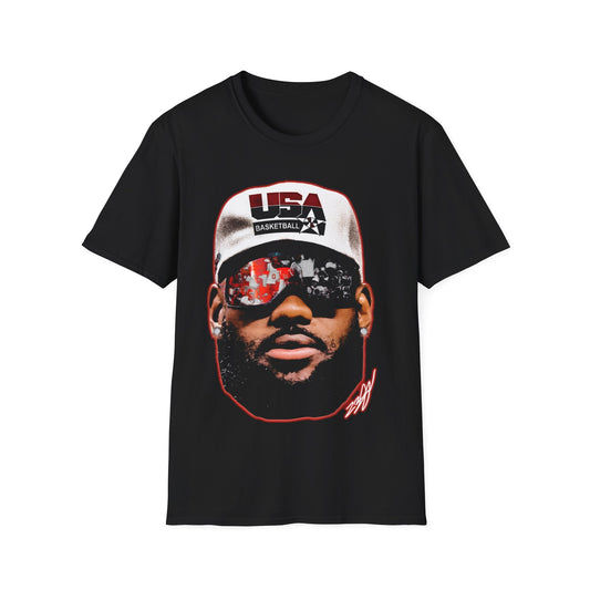 Vintage 90s Basketball Bootleg Style T-Shirt, LEBRON JAMES BIG FACE USA Retro Basketball Shirt Unisex Graphic Tee
