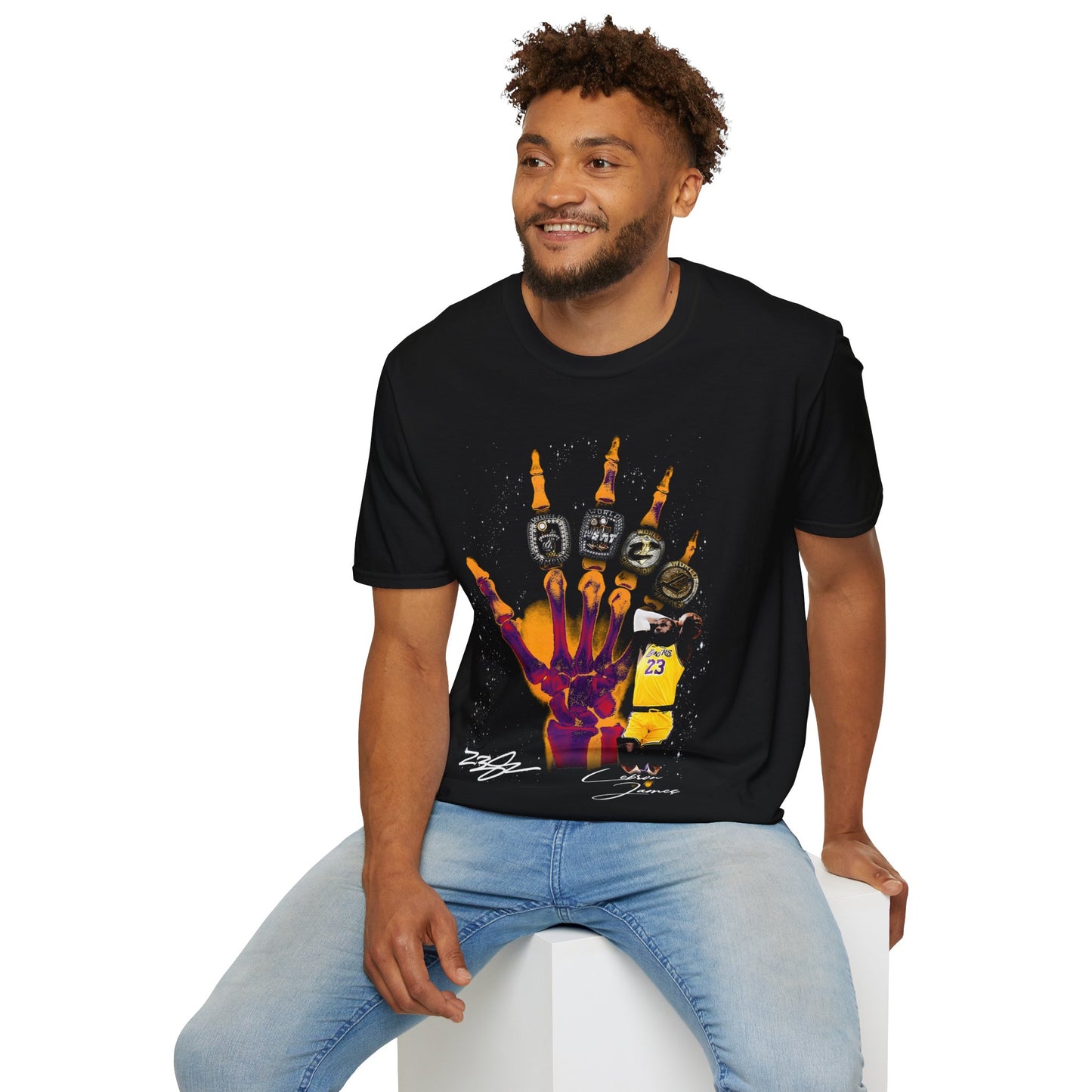 Vintage 90s Basketball Bootleg Style T-Shirt, LEBRON JAMES RINGS Retro Basketball Shirt Unisex Graphic Tee