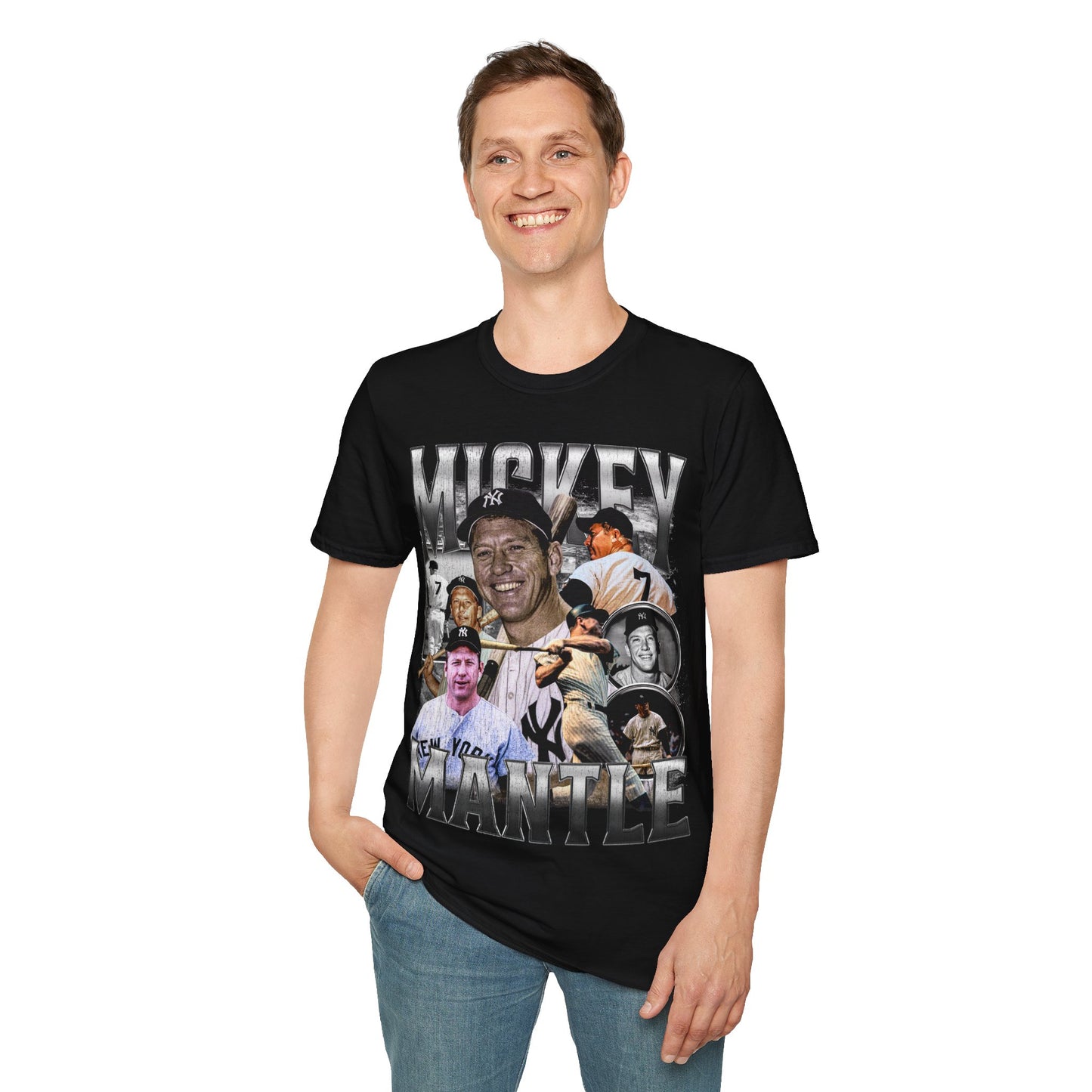 Vintage 90s Baseball Bootleg Style T-Shirt, MICKEY MANTLE Retro Baseball Shirt Unisex Graphic Tee