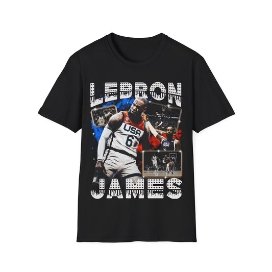 Vintage 90s Basketball Bootleg Style T-Shirt LEBRON JAMES USA Graphic Tee, Retro Basketball Shirt Unisex Graphic Tee