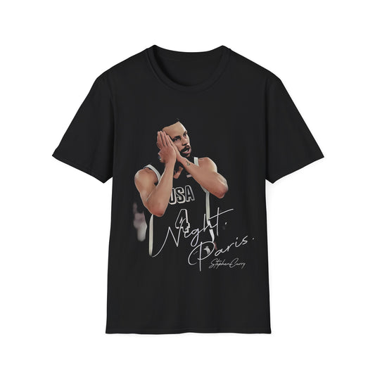 Vintage 90s Basketball Bootleg Style T-Shirt, STEPH CURRY NIGHT PARIS Retro Basketball Shirt Unisex Graphic Tee