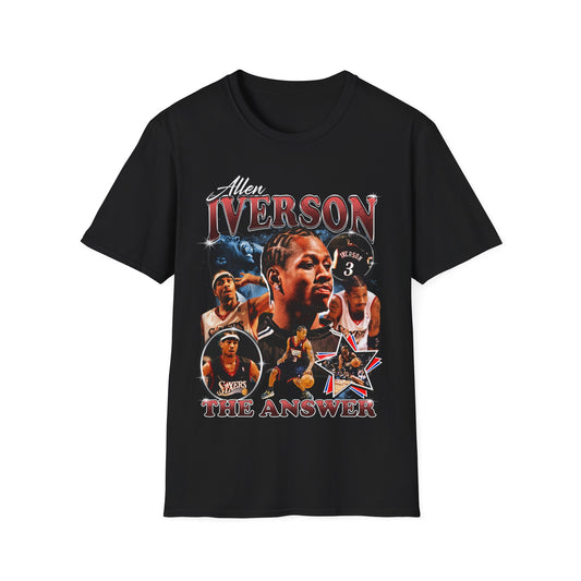 Vintage 90s Basketball Bootleg Style T-Shirt ALLEN THE ANSWER IVERSON Graphic Tee, Retro Basketball Shirt Unisex Graphic Tee