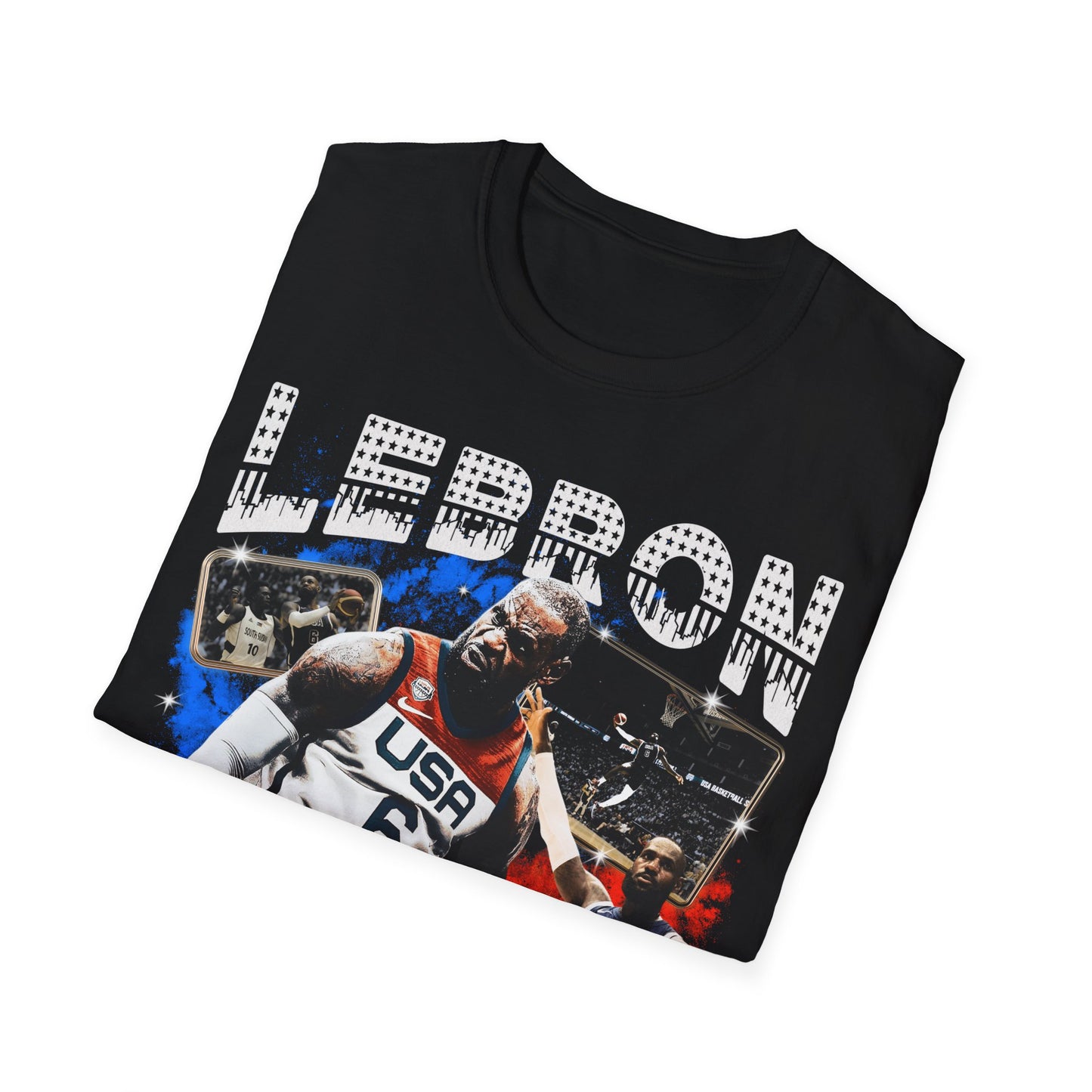 Vintage 90s Basketball Bootleg Style T-Shirt LEBRON JAMES USA Graphic Tee, Retro Basketball Shirt Unisex Graphic Tee