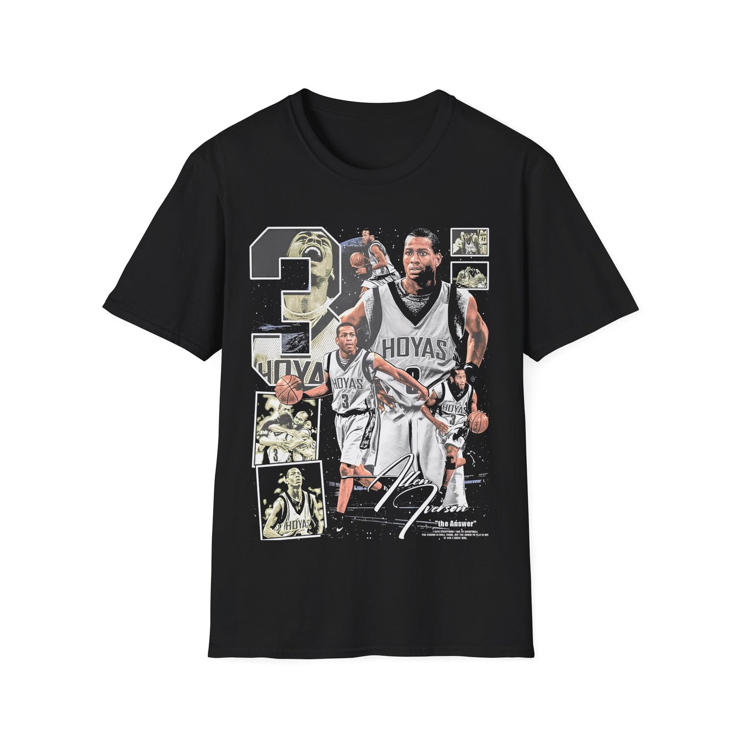 Vintage 90s Basketball Bootleg Style T-Shirt, ALLEN IVERSON COLLEGE Retro Basketball Shirt Unisex Graphic Tee