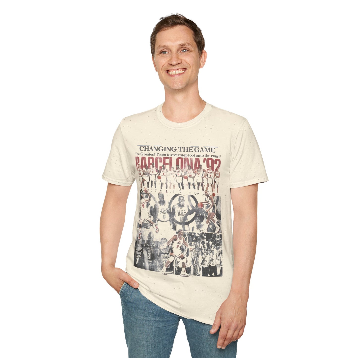 Vintage 90s Basketball Bootleg Style T-Shirt, BARCELONA 92 Retro Basketball Shirt Unisex Graphic Tee