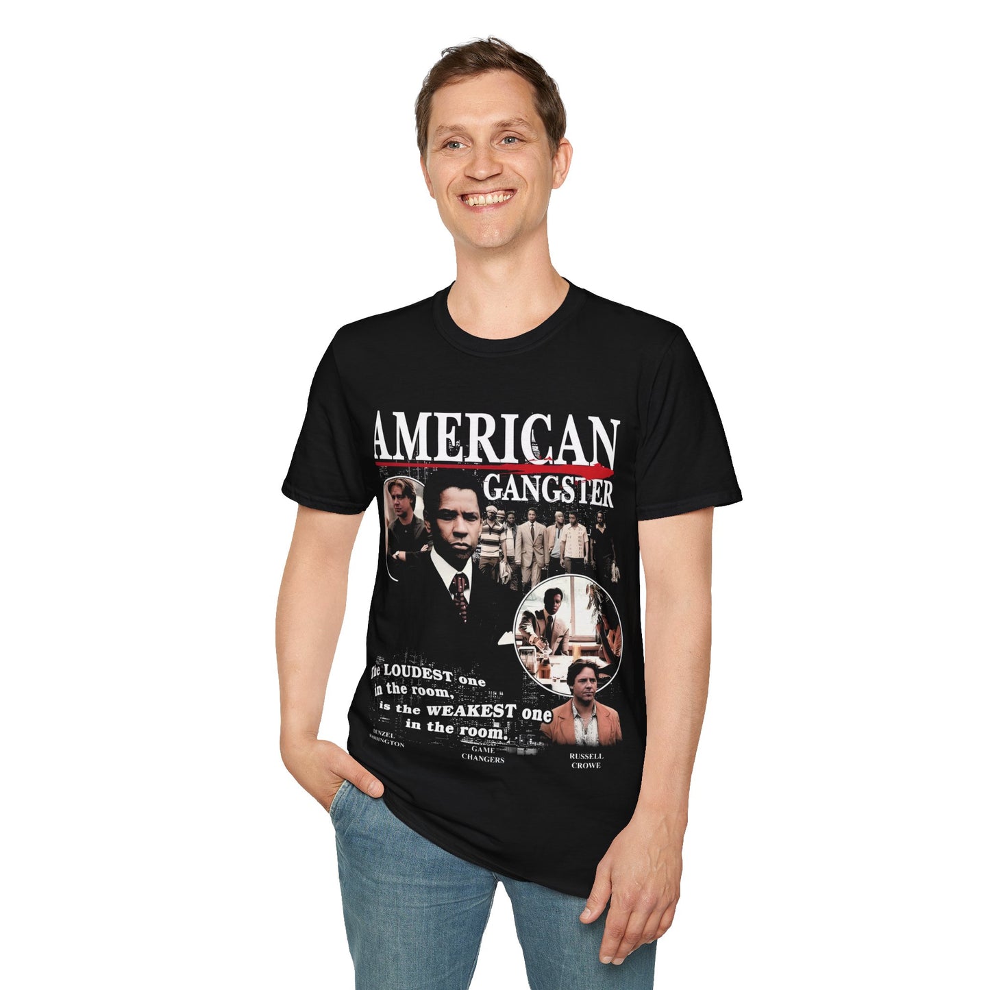 Vintage 90s Pop Culture Bootleg Style T-Shirt, AMERICAN GANGSTER Retro Shirt Unisex Graphic Tee