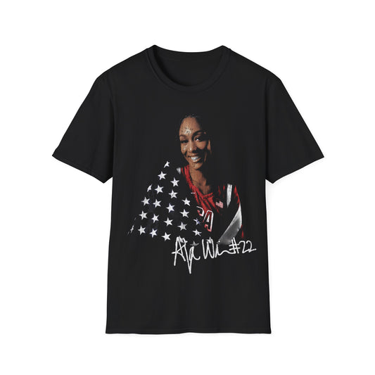 Vintage 90s Basketball Bootleg Style T-Shirt, AJA WILSON USA Retro Basketball Shirt Unisex Graphic Tee