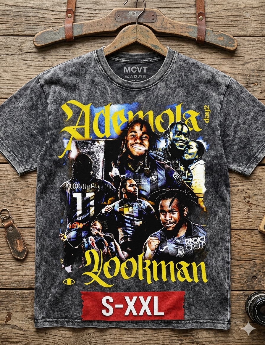 SOCCER LEGENDS Jumbo Print Acid Washed Vintage 90s Style Heavyweight T-Shirt