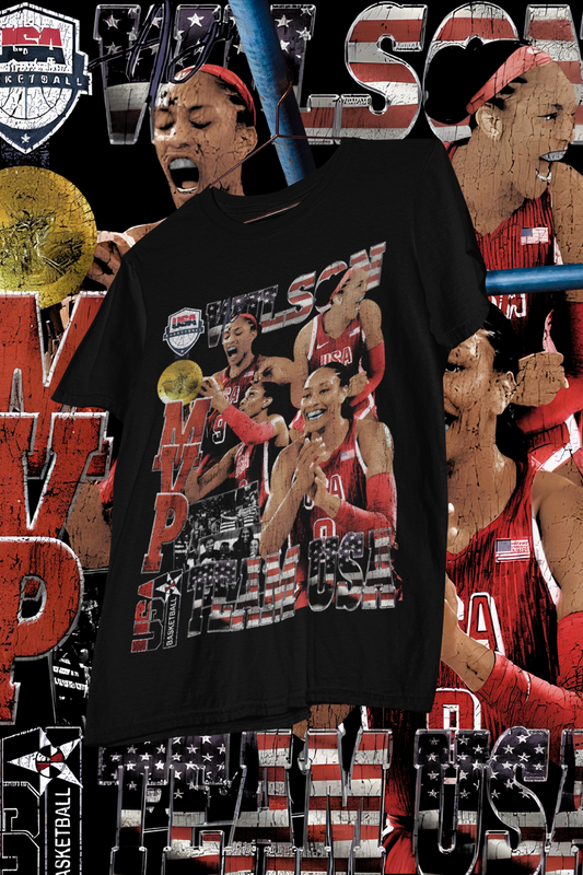 AJA WILSON USA MVP 24 - shirt design, Bootleg tees design, ready to print, Printable design basketball, 90s, DTF,DTG,300 DPI