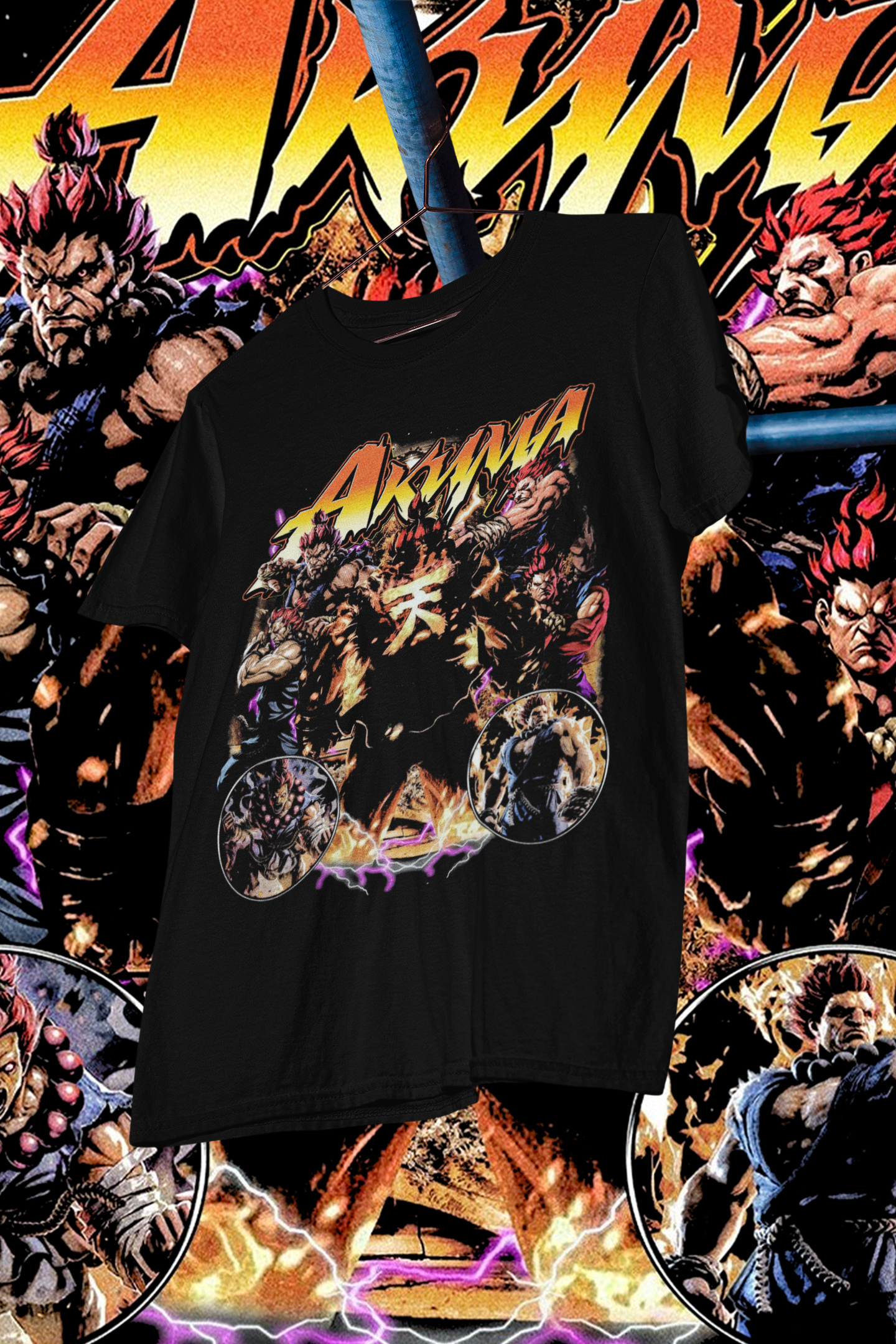 AKUMA STREET FIGHTER T-shirt design, Bootleg tees design, ready to print, printable design basketball, 90s, DTF,DTG,300 DPI