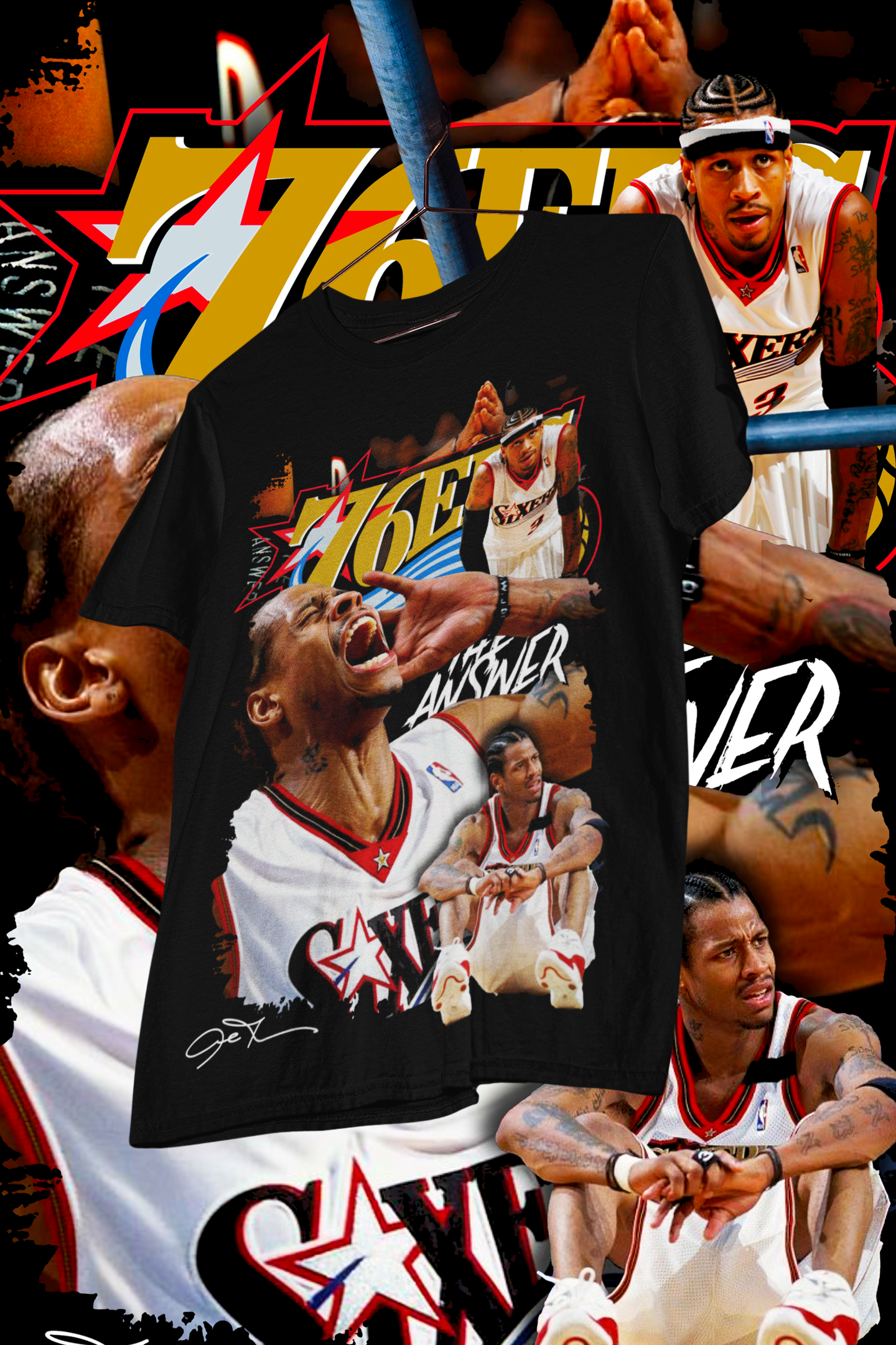 ALLEN IVERSON T-shirt design, Bootleg tees design, ready to print, printable design basketball, 90s, DTF,DTG,300 DPI