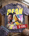 KOBE BEAN Jumbo Print Acid Washed Vintage 90s Style Heavyweight T Shirt