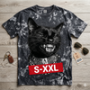 BLACK CAT WITH GRILL Jumbo Print Acid Washed Vintage 90s Style Heavyweight T Shirt