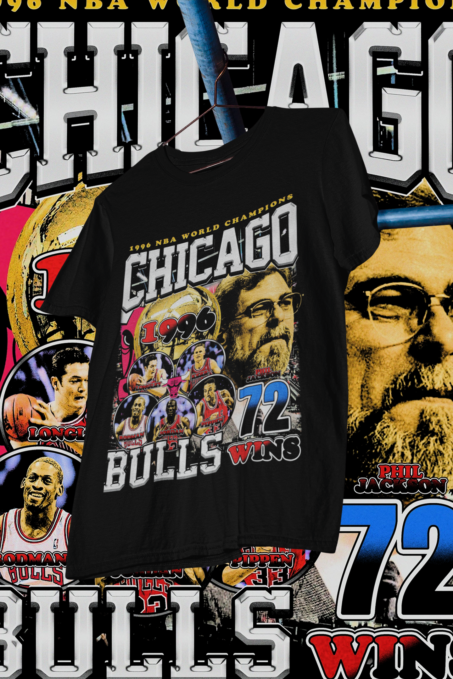 BULLS 96 72 WIN - shirt design, Bootleg tees design, ready to print, Printable design basketball, 90s, DTF,DTG,300 DPI