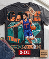 CADE CUNNIGHAM Jumbo Print Acid Washed Vintage 90s Style Heavyweight T Shirt