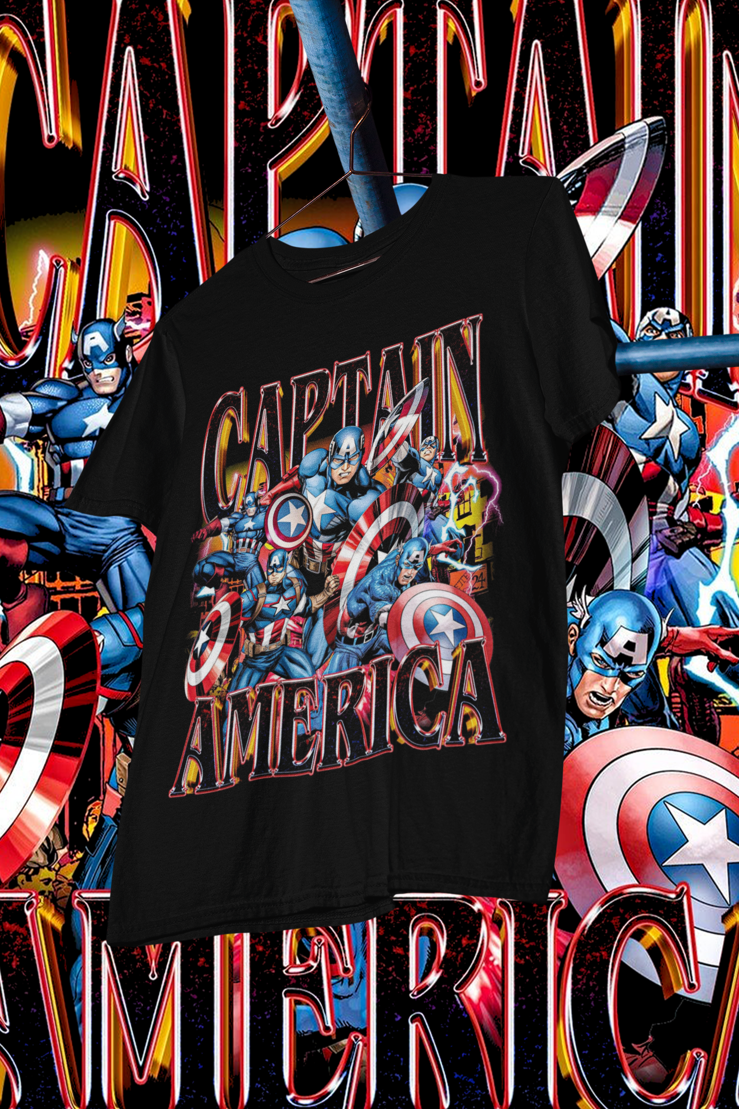 CAPTAIN AMERICA - shirt design, Bootleg tees design, ready to print, Printable design superhero, 90s, DTF,DTG,300 DPI