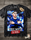 COLE PALMER Jumbo Print Acid Washed Vintage 90s Style Heavyweight T-Shirt