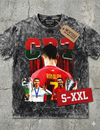 RONALDO Jumbo Print Acid Washed Vintage 90s Style Heavyweight T-Shirt