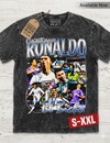 CRISTIANO RONALDO Jumbo Print Acid Washed Vintage 90s Style Heavyweight T-Shirt