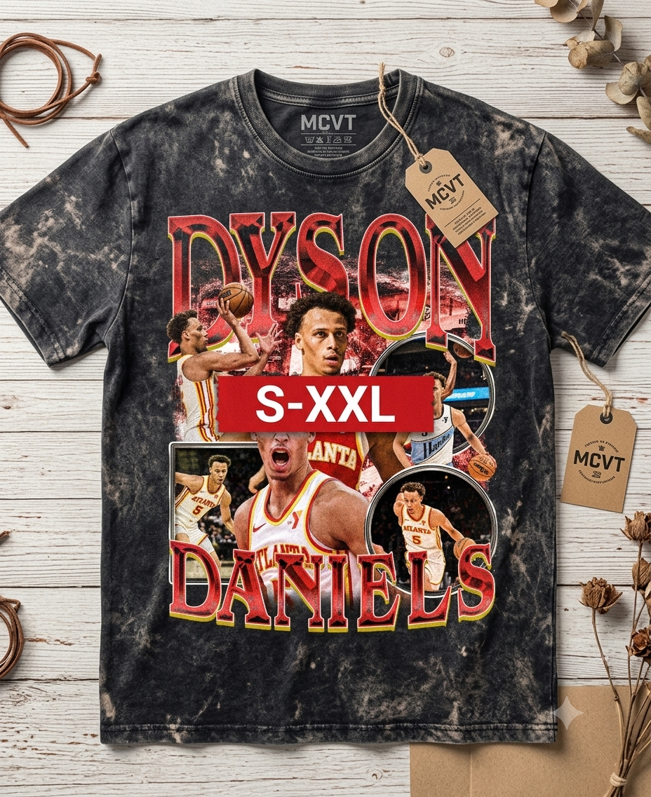 DYSON DANIELS Jumbo Print Acid Washed Vintage 90s Style Heavyweight T-Shirt