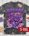 GENGAR Jumbo Print Acid Washed Vintage 90s Style Heavyweight T-Shirt