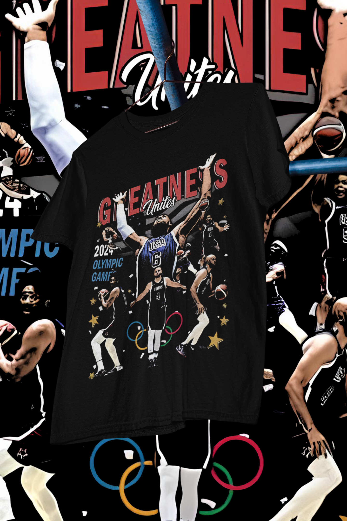 GREATNESS UNITES PARIS 24- shirt design, Bootleg tees design, ready to print, Printable design basketball, 90s, DTF,DTG,300 DPI