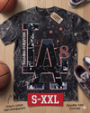 LA KOBE Jumbo Print Acid Washed Vintage 90s Style Heavyweight T Shirt