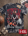 LARRY JOHNSON Jumbo Print Acid Washed Vintage 90s Style Heavyweight T Shirt